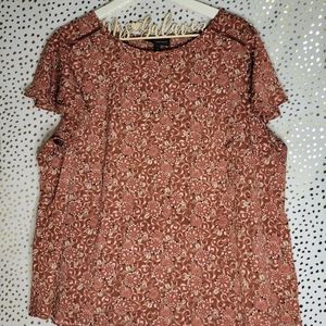 Lane Bryant Maroon Floral Blouse
